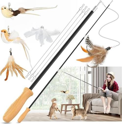 Kattenspeelgoedset  2 telescopische hengels GRATIS LEVERING, Dieren en Toebehoren, Kattenspeelgoed, Nieuw, Overig speelgoed, Verzenden