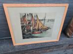 gravure port de zeebrugge signe roger hebbelinck, Antiek en Kunst, Kunst | Etsen en Gravures, Ophalen of Verzenden