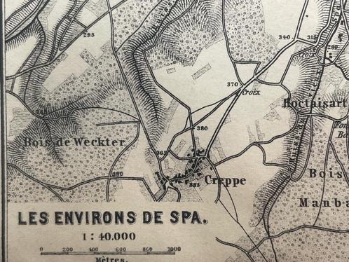1885 francorchaps nabij spa in Belgie O U D in lijst, Boeken, Atlassen en Landkaarten, Gelezen, Landkaart, België, 1800 tot 2000
