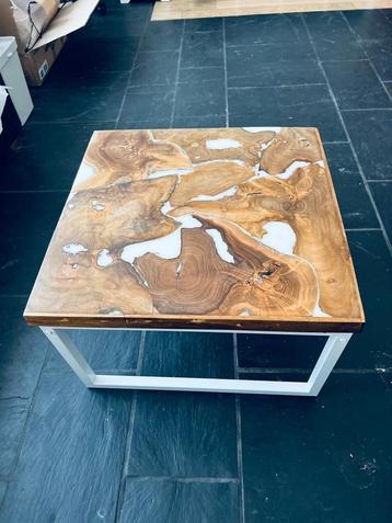 Salontafel Teak Resin 60x60x40cm nieuw  beschikbaar voor biedingen