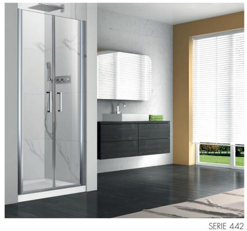 Douchedeur tussen twee muren met tweedraaideuren:Aluconcept, Doe-het-zelf en Bouw, Sanitair, Nieuw, Douche, Chroom, Glas, Ophalen