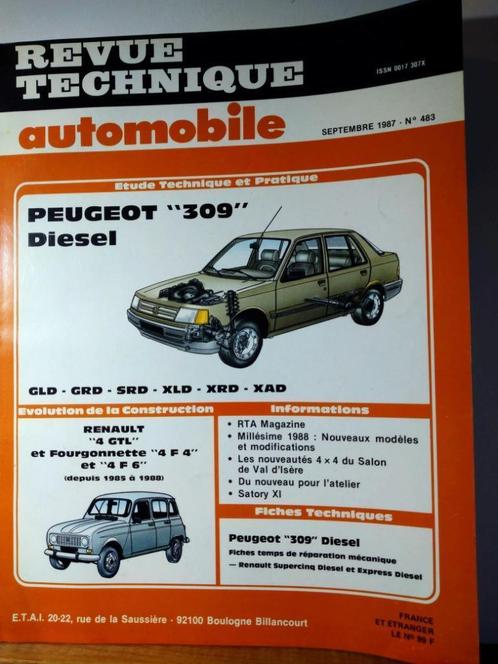 RTA - Peugeot 309 - Renault 4 - N 483, Auto diversen, Handleidingen en Instructieboekjes, Ophalen of Verzenden
