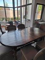 Eetplaats eiken tafel en 6 lloyd loom stoelen  prima staat, Huis en Inrichting, Ophalen, Zo goed als nieuw
