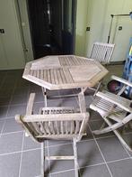 tuinstel teak Bristol Tafel+3 stoelen, Chaise, Enlèvement, Utilisé, Salons de jardin