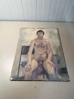 Olieverfschilderij uit de 20e eeuw - Naakte Mannelijke Studi, Antiek en Kunst, Ophalen of Verzenden