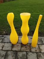3 gele glazen design vazen, Huis en Inrichting, Woonaccessoires | Vazen, Zo goed als nieuw, Ophalen