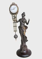 Balanceer-klok Junghans op brons beeld, Antiek en Kunst, Antiek | Klokken, Ophalen