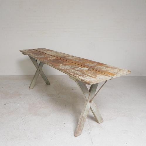 Grote klaptafel, biertafel Biere Amos Metz, jaren 30, Antiek en Kunst, Antiek | Meubels | Tafels, Ophalen of Verzenden