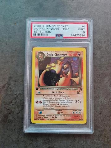 Dark Charizard 1st Edition Holo Swirl Rocket PSA 9 beschikbaar voor biedingen