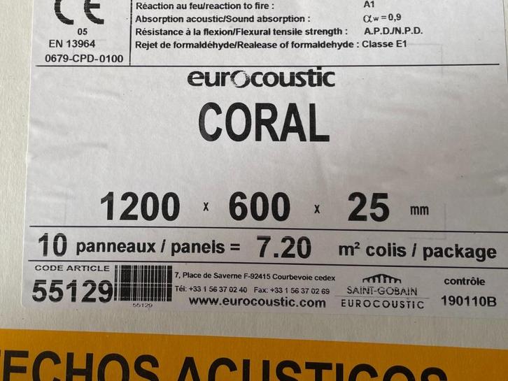 plafondtegels van Eurocoustic, Doe-het-zelf en Bouw, Platen en Panelen, Nieuw, Overige materialen, 20 tot 50 mm, Ophalen