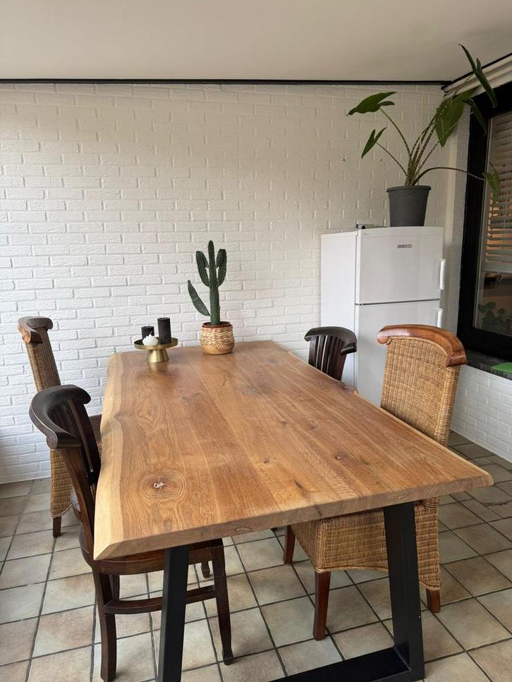 Massief mango houten tafel, Huis en Inrichting, Tafels | Eettafels, Zo goed als nieuw, 100 tot 150 cm, 200 cm of meer, Vier personen
