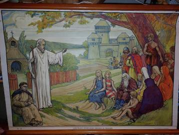 oude stoffen schoolkaart, jaren 1940-50 beschikbaar voor biedingen