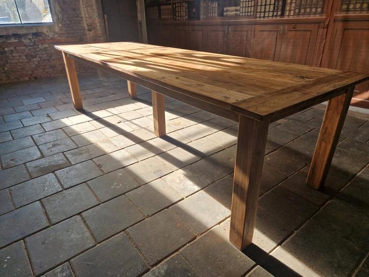 300 cm lange boerentafel mooi geleefd blad, Huis en Inrichting, Tafels | Eettafels, Gebruikt, Ophalen of Verzenden