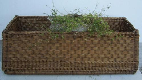 Antieke rieten mand reiskoffer, koetsmand, XXL bloemenmand, Antiek en Kunst, Antiek | Overige Antiek, Verzenden