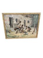 Olieverf op doek — „The Cooking Soldiers” — Georges Chabrier