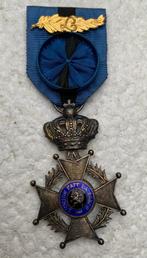 Medaille, Officier Leopold-II Orde, 1-taal FR + Palm L-III, Verzamelen, Ophalen of Verzenden, Landmacht, Lintje, Medaille of Wings