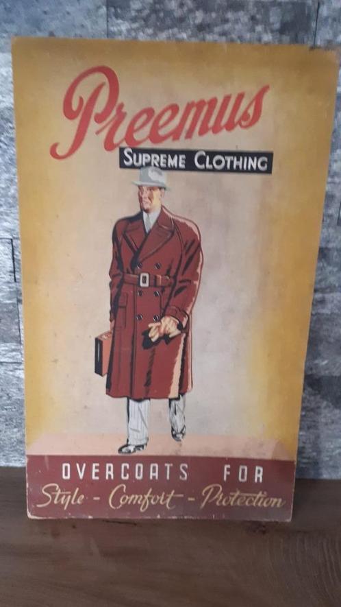 Vintage kartonaffiche, reclamebord herenmode - jaren 30-50, Verzamelen, Merken en Reclamevoorwerpen, Reclamebord, Ophalen of Verzenden