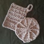 Lot de 2 tawashis au crochet, fait main, Huis en Inrichting, Keuken | Textiel, Nieuw, Beige, Ophalen
