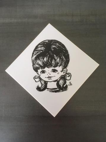 Meisje - handgeschilderde keramiektegel beschikbaar voor biedingen