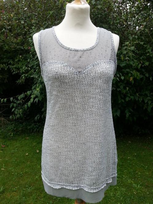 topje + strass + glansdraad uitzicht bustier grijs Nieuw M-L, Vêtements | Femmes, Tops, Neuf, Taille 38/40 (M), Gris, Sans manches