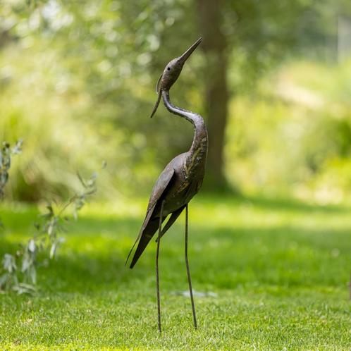 Metalen reiger - Mooievogels, Antiek en Kunst, Curiosa en Brocante, Ophalen of Verzenden
