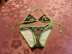 (51)- bikini fille t.12/14 ans vert  noir - power flower -, Kleding | Dames, Ophalen of Verzenden, Zo goed als nieuw, Bikini, Groen