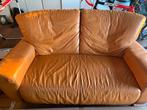 Bruin oranje lederen 2 zit zetel - Italiaans leder, Ophalen, Gebruikt, 100 tot 125 cm, Tweepersoons