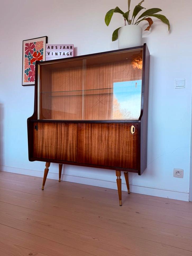 Vintage kast, Huis en Inrichting, Kasten | Dressoirs, Zo goed als nieuw, Glas, Ophalen
