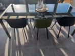 Glazen tafel met inox poten 220x100cm, Ophalen, Zo goed als nieuw