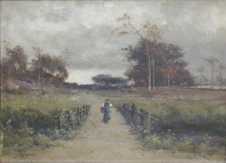 Henri Langerock (1830-1915): Landelijke weg (O/D, 84 x 68cm), Antiek en Kunst, Kunst | Schilderijen | Klassiek, Ophalen of Verzenden