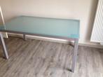 eettafel met glazen blad 1m50, Huis en Inrichting, Tafels | Eettafels, Ophalen