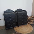 2 zwarte nachtkasjes, Huis en Inrichting, Slaapkamer | Nachtkastjes, Ophalen