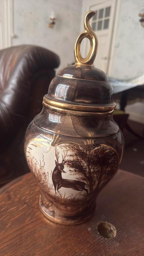 Vintage dekselvaas met hert, Antiek en Kunst, Antiek | Vazen, Ophalen