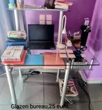 Glazen bureau  en plaats voor printer, computer, Huis en Inrichting, Bureaus, Ophalen, Bureau