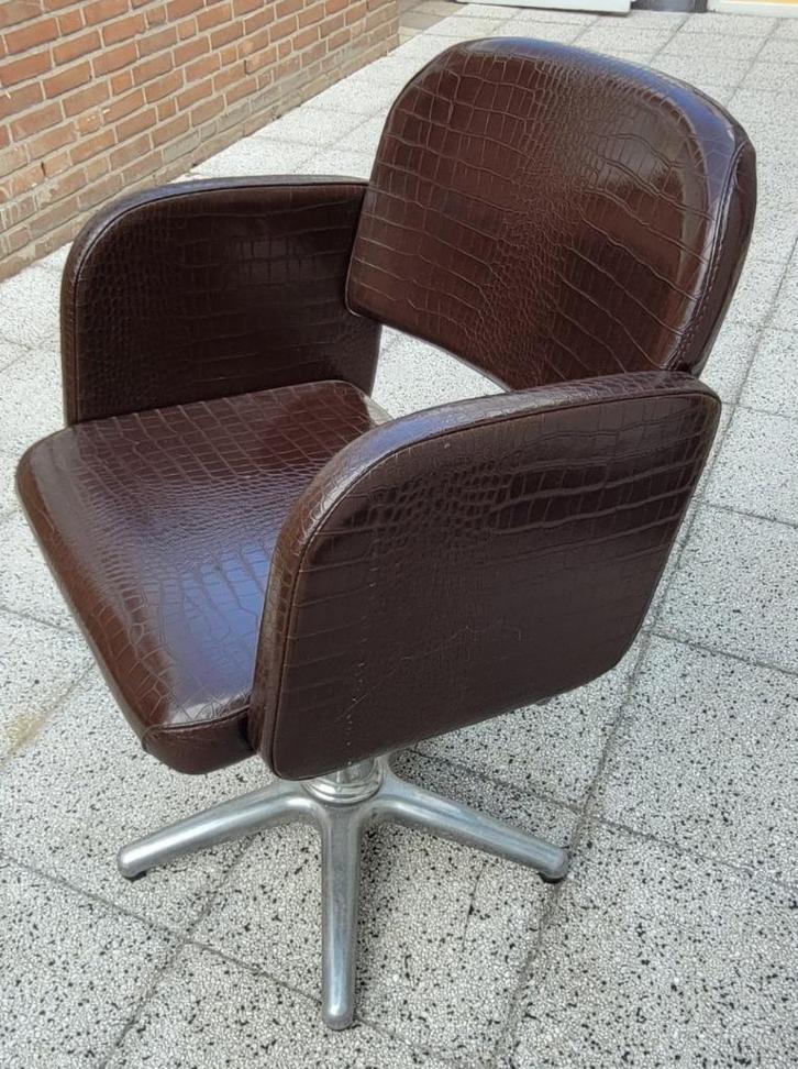Kappersstoel bruin leder PAHI + dubbele spiegel+verlichting, Zakelijke goederen, Overige Zakelijke goederen, Ophalen
