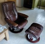 Stressless relax zetel # bruin # leder # hout # manueel #, Ophalen of Verzenden, Hout