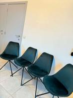 Set van 4 donkergroene velvet eetkamerstoelen, Huis en Inrichting, Ophalen, Overige materialen, Overige kleuren, Zo goed als nieuw