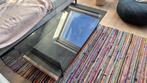 Salontafel glazen tafelblad en hout, Ophalen, Gebruikt, Rechthoekig, Glas