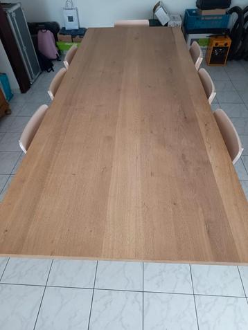 Ethnicraft oak tafel 230 en 7 stoelen, Maison & Meubles, Tables | Tables à manger, Enlèvement, Comme neuf