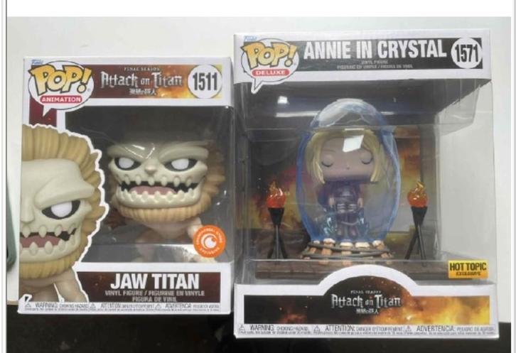 Lot 2: Funko Pop Attack op Titan Jaw Titan Annie Crystal SNK, Verzamelen, Poppetjes en Figuurtjes, Ophalen