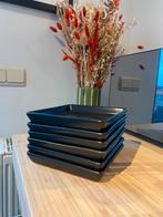 Lot  6 assiettes à dessert noires carré design, Enlèvement, Comme neuf, Assiette