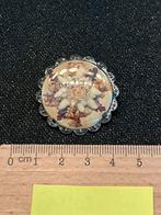 Vintage broche met gedroogde bloemen uit zilver en markasiet, Handtassen en Accessoires, Broches, Ophalen of Verzenden, Zo goed als nieuw