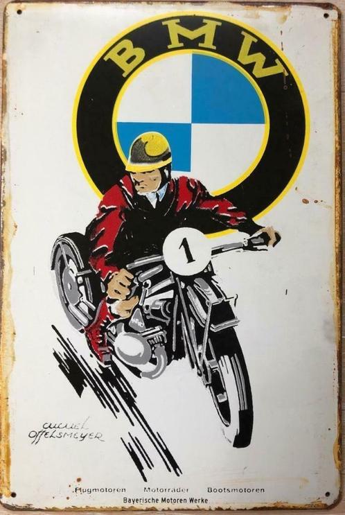 Plaque murale en métal vieilli rouillé | BMW Classic Motorcy, Collections, Marques & Objets publicitaires, Neuf, Panneau publicitaire