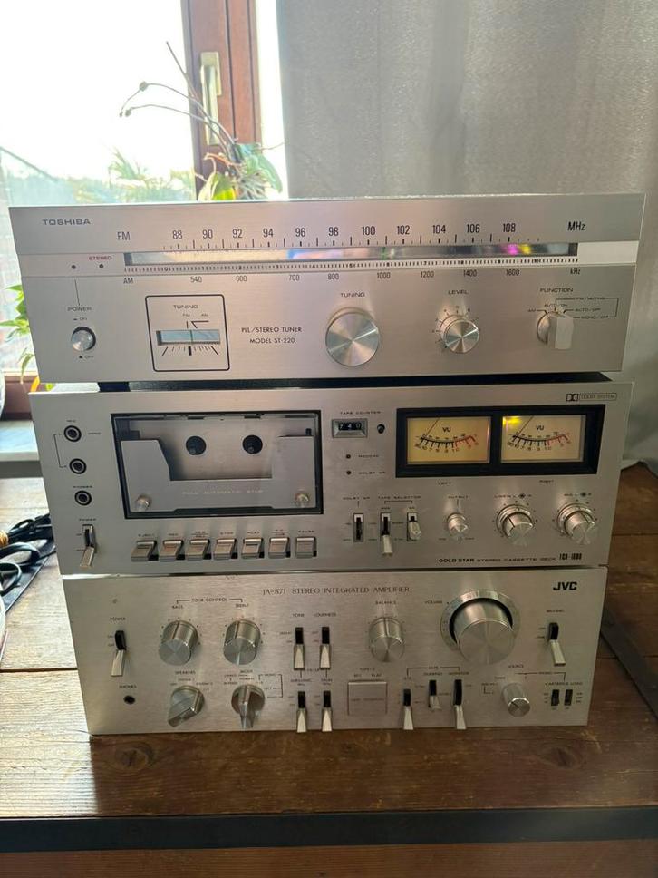 MONSTERAMPLIFIER JVC 2x80W VINTAGE +DECK+TUNER-TOP SET, Audio, Tv en Foto, Stereoketens, Zo goed als nieuw, Cassettedeck, Tuner of Radio