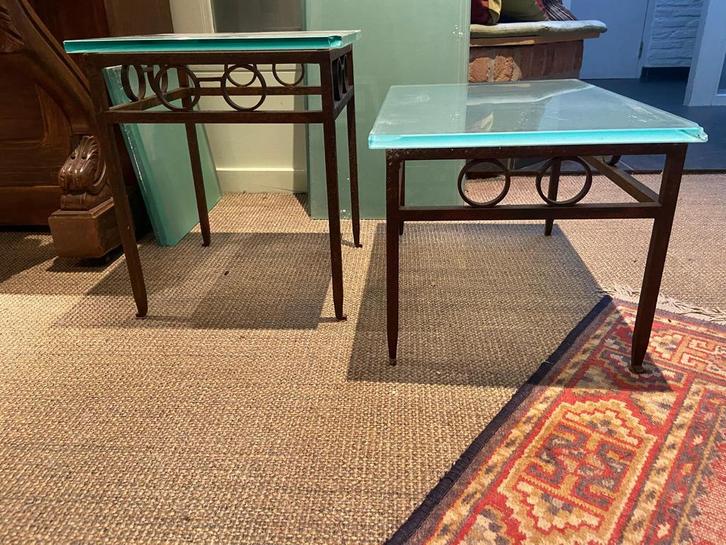Etalagetafels, Huis en Inrichting, Tafels | Sidetables, Gebruikt, Glas, Ophalen