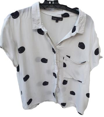 Witte blouse met zwarte poesjes maat M van JBC beschikbaar voor biedingen