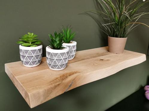 Wandplank - Massief eiken - Boomstam en recht - Vele afm., Huis en Inrichting, Woonaccessoires | Wandplanken en Boekenplanken