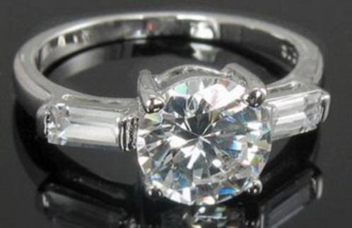Zilveren ring solitaire met CZ cubic zirkonia, Handtassen en Accessoires, Ringen, Nieuw, Dame, Zilver, Zilver, Met edelsteen, Ophalen of Verzenden