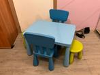 Ikea Blauwe Kindertafeltje, 2 blauwe stoel, 2 groene krukjes, Kinderen en Baby's, Ophalen, Gebruikt, Stoel(en)
