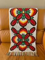 Carpette vintage multicolore réalisée à la main, Ophalen of Verzenden, Gebruikt, Handborduren, Onderdeel of Accessoires